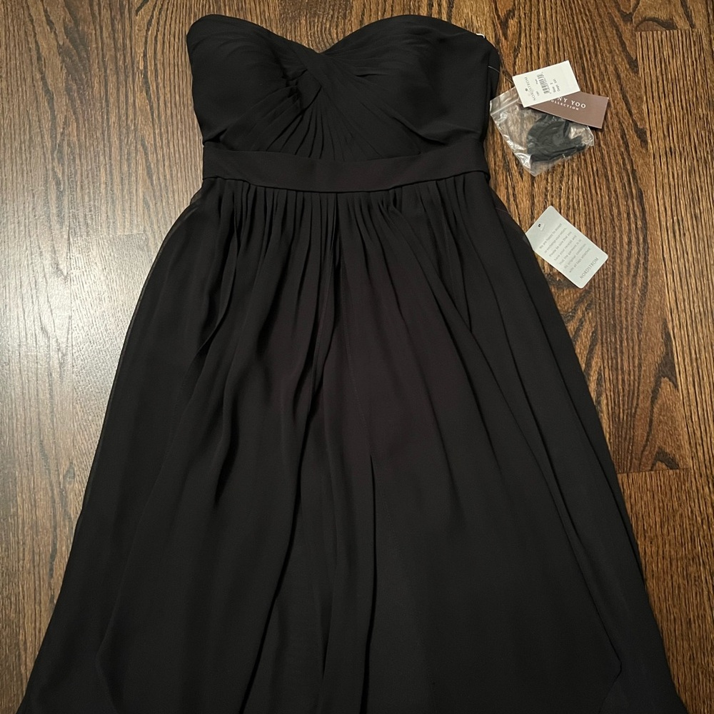 Jenny Yoo Collection-Keira Convertible Black Chiffon Dress Size 2 NEW WITH TAGS